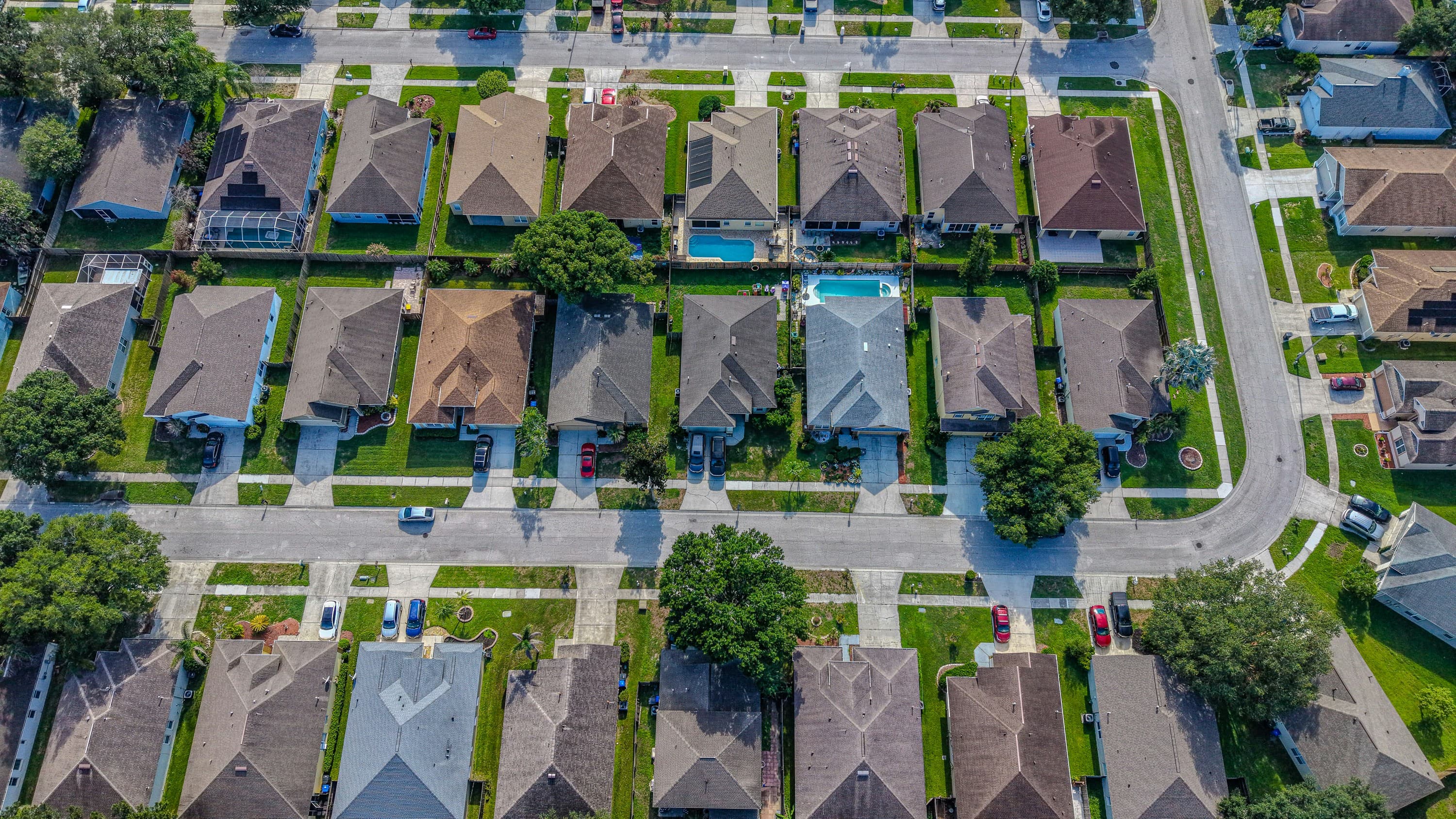 Aerial view of a residential neighbourhood